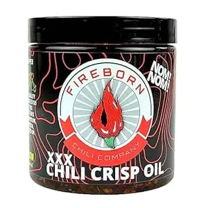 Fireborn Chili Company- XXX Hot Garlic Chili Crisp Oil Chili Oil Vegan Gormet ...