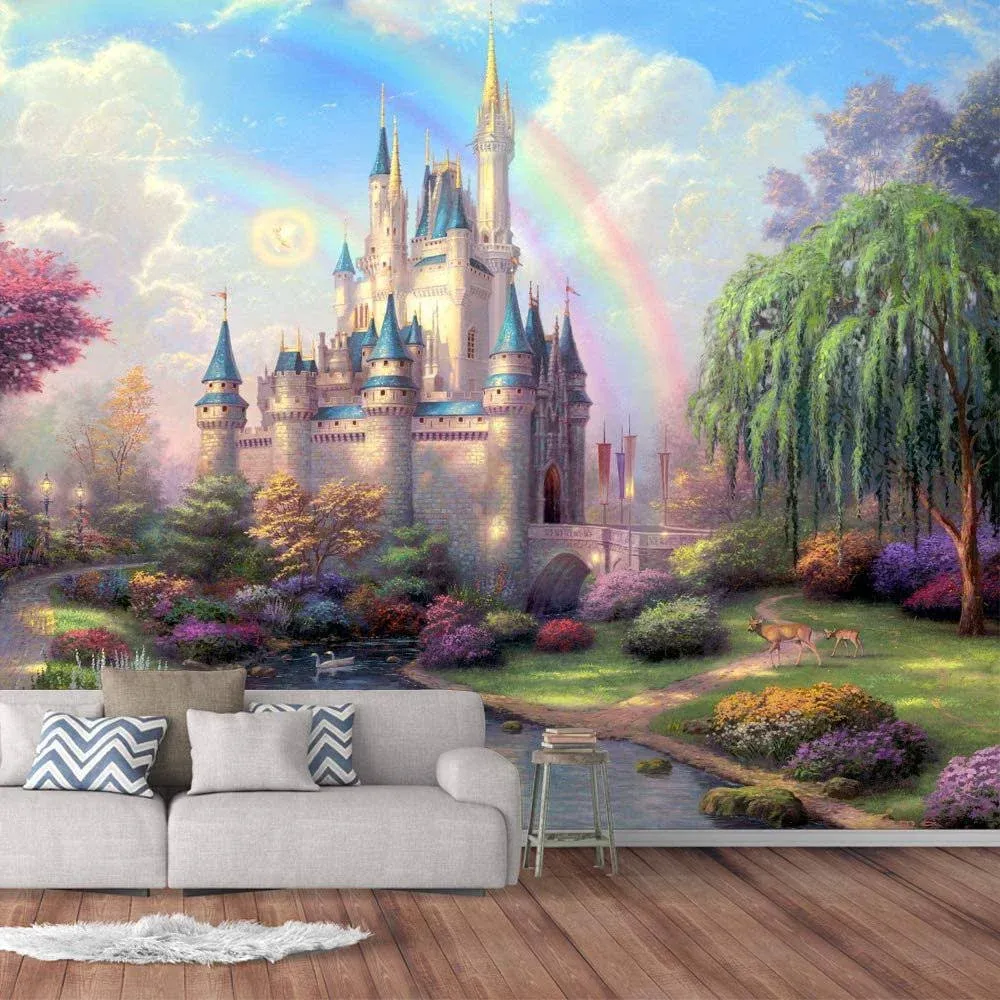 IDEA4WALL Wall Murals for Bedroom Dream Castle Large Removable Wallpaper Peel and Stick Wall Stickers - 66x96 inches