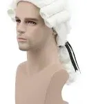 karlery Judge Colonial Wig Man Long Wave White Wig Washington Halloween Costume Cosplay Wig