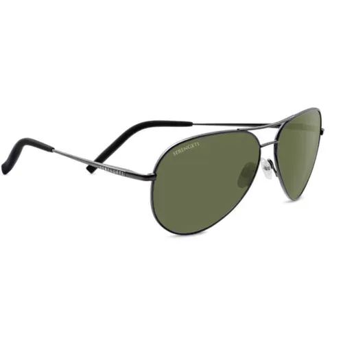 Serengeti Carrara 59mm Aviator Polarized 555nm Sunglasses Shiny Gunmetal