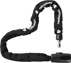 Retrospec Hero Bicycle Chain Lock with Key, Heavy Duty Anti-Theft Bike Lock, 8mm 3' Cut Resistant 3T Manganese Steel Chain and Weather Resistant Nylon Sleeve