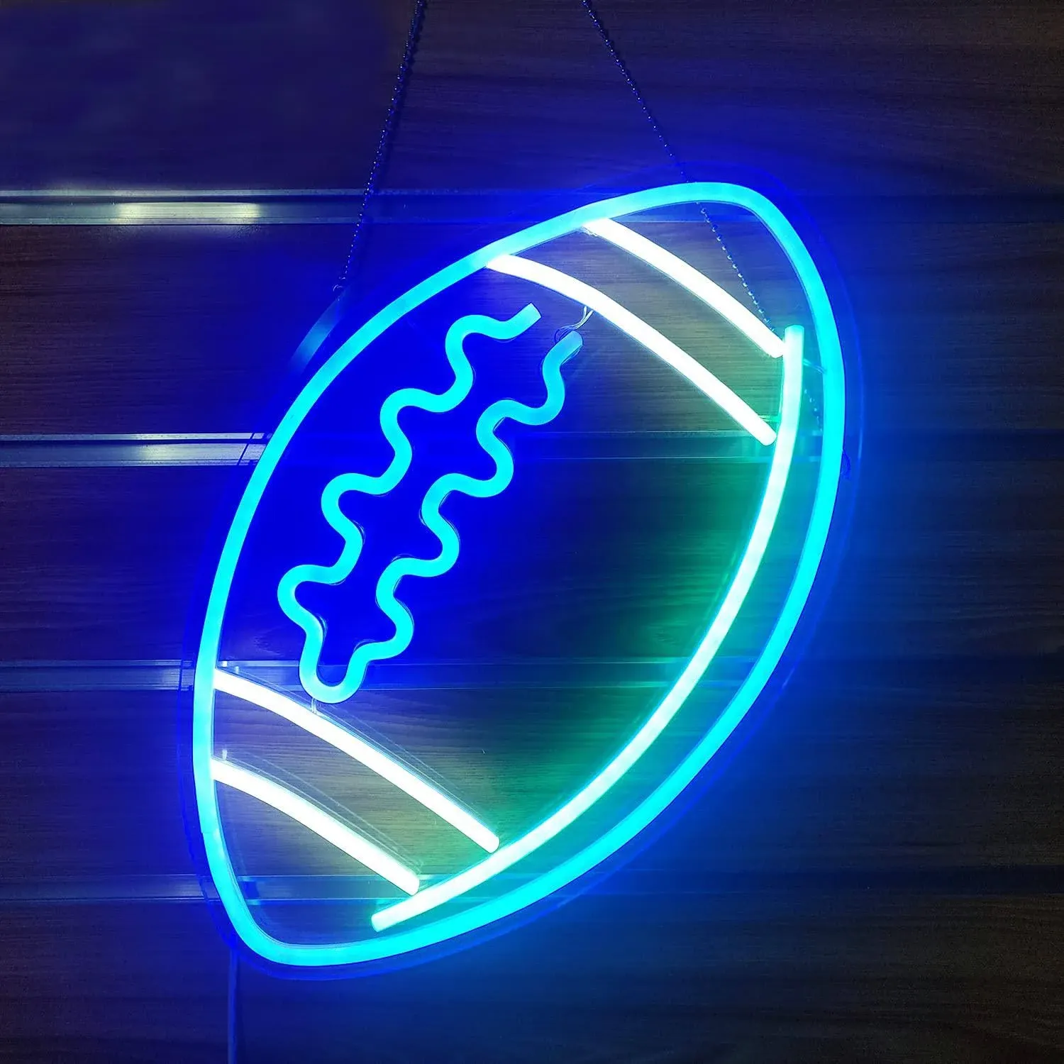 Ajoyferris Blue Neon Signs Football Shape Neon Signs for Wall Decor Neon Lights Neon Lights Signs Neon Led Sign Light Up Sign Neon Signs for Bedroom Kids Rugby Game Room College Party Christmas Gifts