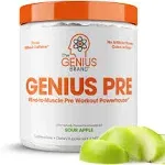 Genius Pre Workout Powder, Sour Apple - All-Natural Nootropic Pre-Workout &amp; C...