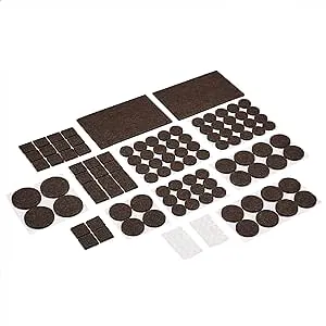 Amazon Basics Felt Furniture Pads, Brown and Transparent, 136 pcs,Black,2''