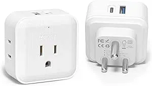 TROND US to India Plug Adapter with 4 AC Outlets, 2 Pack