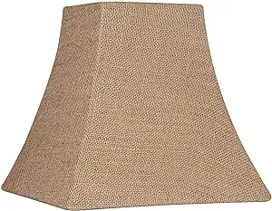 Burlap Small Square Lamp Shade 5.25" Top x 10" Bottom x 9.5" Slant x 9" High (Spider) Replacement with Harp and Finial - Springcrest