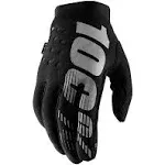 100% Brisker Gloves - Black, Full Finger, Men's, Large