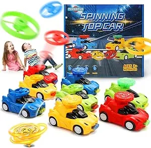 Toys for 3 4 5 6 Year Old Boys 32Pcs - 3 in 1 Toy Set Cars & Flying Discs & Light-up Spinning Tops, Indoor Ourdoor Toys Games for Birthday Party Favors for Kids Boys Girls