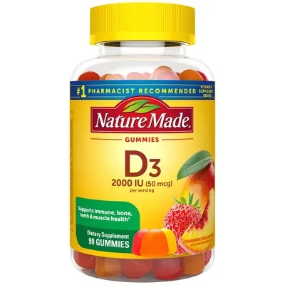 Nature Made Vitamin D3 2000 IU (50 mcg) per serving, Dietary Supplement for Bone, Teeth, Muscle and Immune Health Support, 150 Gummies, 75 Day Supply