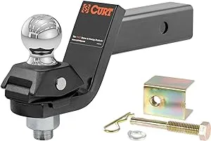 CURT 45143 RockerBall Cushion Hitch Ball Mount, 7,500 lbs 2-Inch Diameter, 2-in Shank, 3" Drop, Anti-Rattle Pin