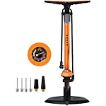 Bike Floor Pump with Gauge, Floor Bicycle Pump with Both Presta and Schrader Bic