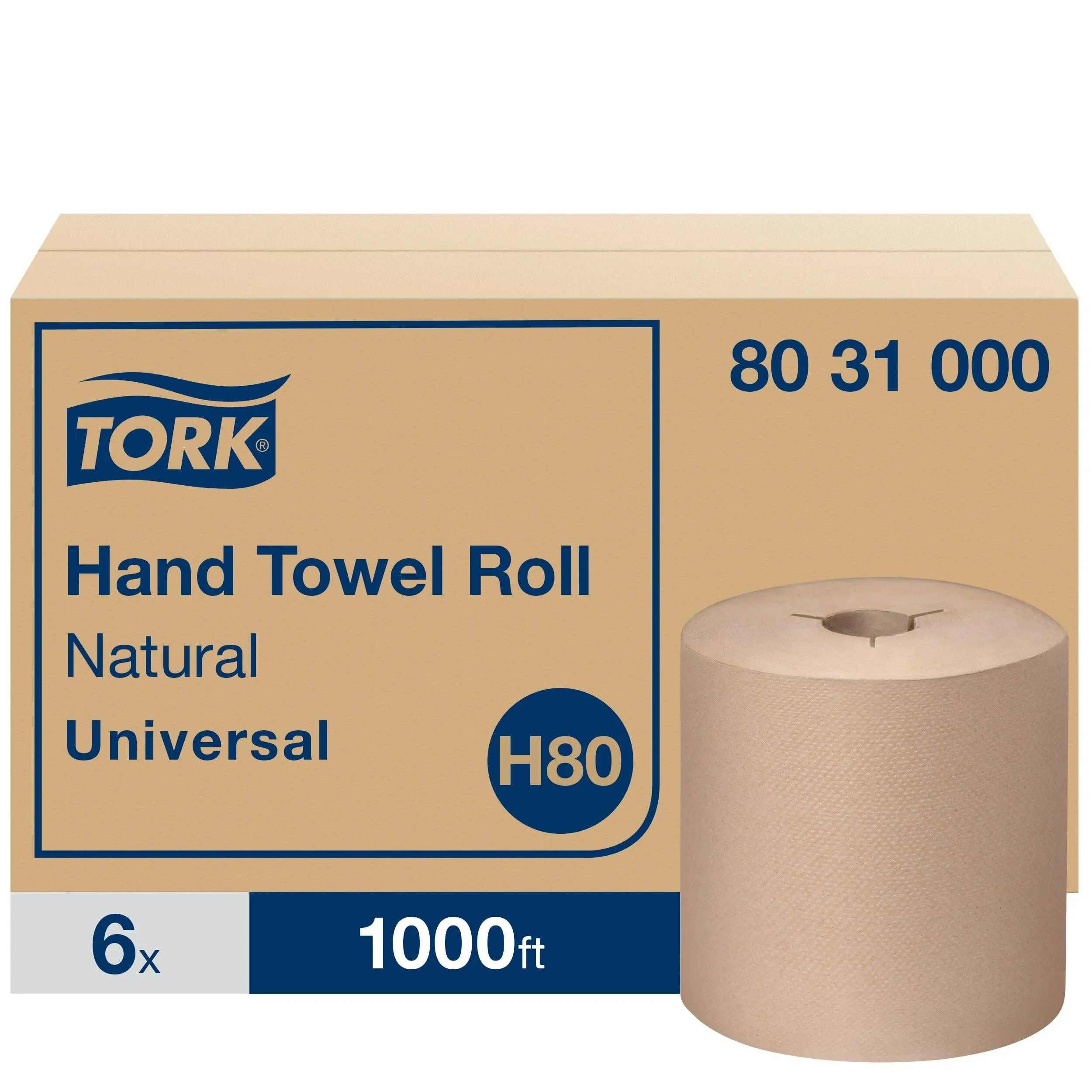 Tork Universal Hand Towel Roll, Notched, 8" x 1000 ft, Natural, 6 Rolls/Carton