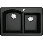 Karran - QT-610-BL - Double Bowl 33 in. x 22 in. x 9 in. Deep Black Quartz Kitchen Sink