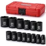 EPAuto 1/2-Inch Drive Metric Shallow Impact Socket Set, Cr-v, 6-Point, 14 Sockets