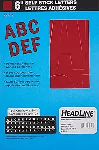 Headline Sign 32613 Stick-On Vinyl Letters, Red, 6-Inch, Made in USA