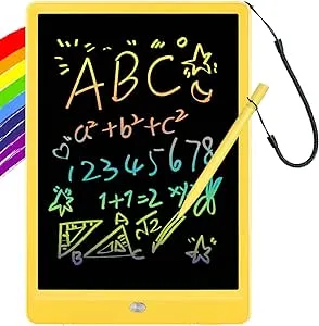 Orsen LCD Writing Tablet 10 inch, Colorful Doodle Board Drawing Tablet, Erasable Reusable Writing Pad, Educational for 3-6 Year Old Girls Boys(Yellow)