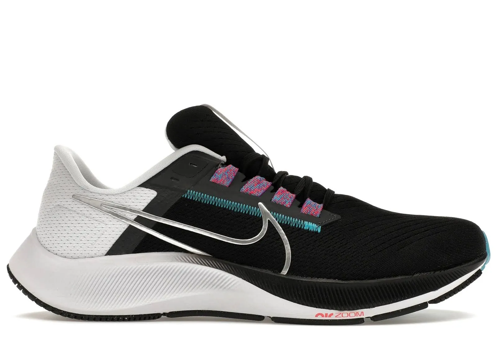 Nike Men's Air Zoom Pegasus 38 Black-Metallic Silver-White / 10