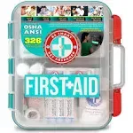 Be Smart Get Prepared First Aid Kit Hard Teal Case 326 Pieces Exceeds Osha and ANSI Guidelines