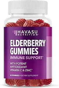 Sambucus Elderberry Gummies for Adults - Immune Support Supplement with Vitamin C and Zinc - Enhanced Formula for Daily Defense - 60 Count, 1 Month Supply, Berry Flavor - Convenient Wellness