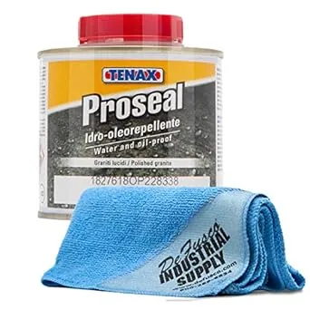 Tenax Proseal Granite Sealer, Marble Sealer, & Stone Sealer - 250mL - 16x16 Microfiber Cloth - Bundle - 2 Items