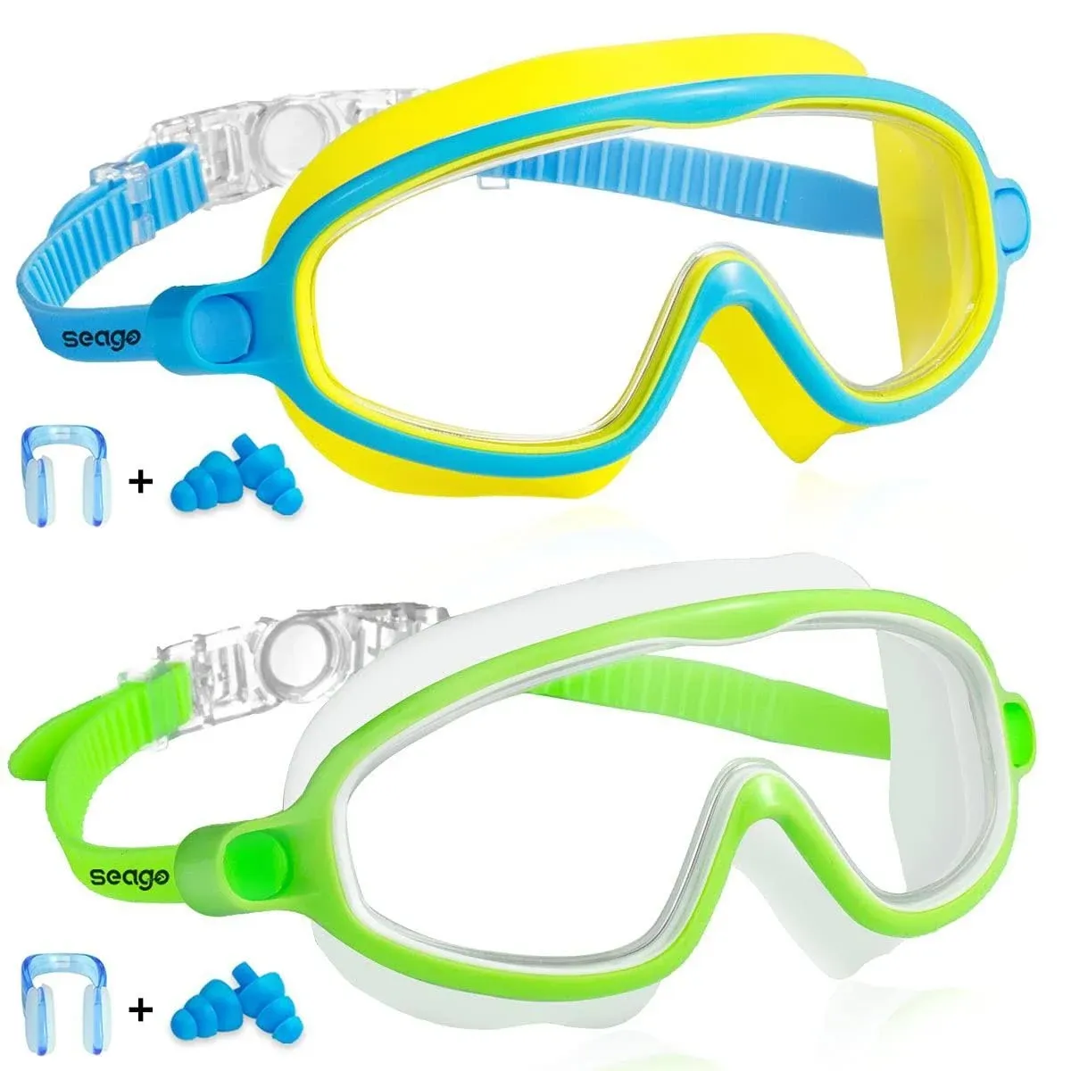 Seago Swim Goggles 2 Pack Anti Fog Anti Uv Wide View Uv Protection