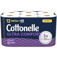 Cottonelle Toilet Paper, Mega Rolls, 1 Ply 4 ea