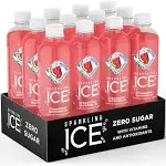 Sparkling Ice, Strawberry Watermelon Sparkling Water, Zero Sugar Flavored Water, with Vitamins and Antioxidants, Low Calorie Beverage, 17 fl oz Bottles (Pack of 12)