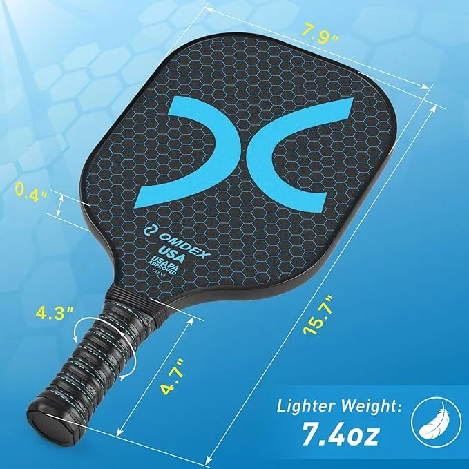 V5 Pickleball Paddle, Carbon Fiber Pickleball Paddle Set, Lightweight Pickle Ball Paddle USAPA Approved, High Grit & Spin, Non-Slip Pickleball Racket for Beginner & Intermediate