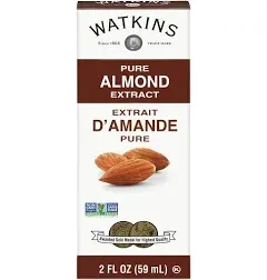 Watkins Organic Pure Almond Extract, Non-GMO, Kosher, 2 oz. Bottle, 1-Pack