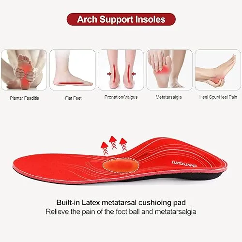 3ANGNI Arch Support Insoles, Orthotic Insoles for Flantar Fasciitis Flat Feet Low Arch Pronation Metatarsalgia, High Arch Foot Support Orthopedic Insert Men Women