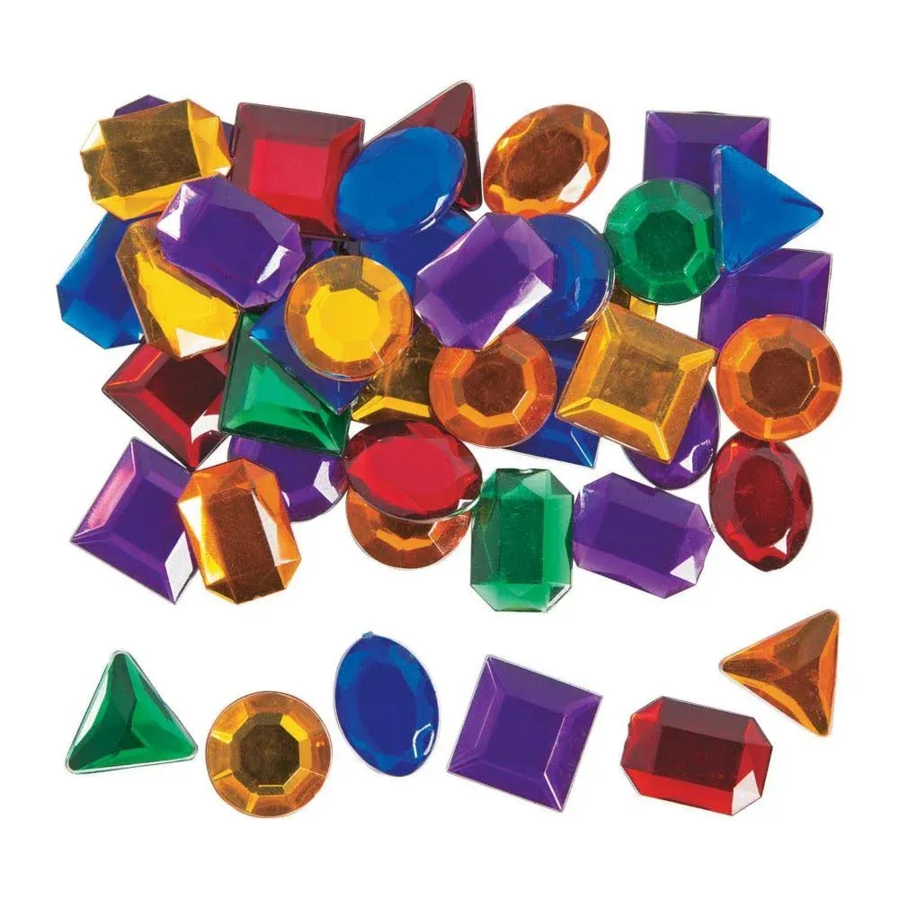 Fun Express Bulk Geometric Jewels with Adhesive Back, 500 Pieces - DIY Crafts for Kids