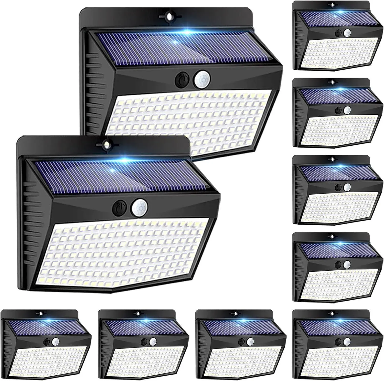 Peasur Solar Outdoor Lights, [138 LED/10 Packs] Solar Motion Sensor Security Lights with 3 Lighting Modes Solar Wall Lights Waterproof Solar Powered Lights for Garden Fence Yard Deck