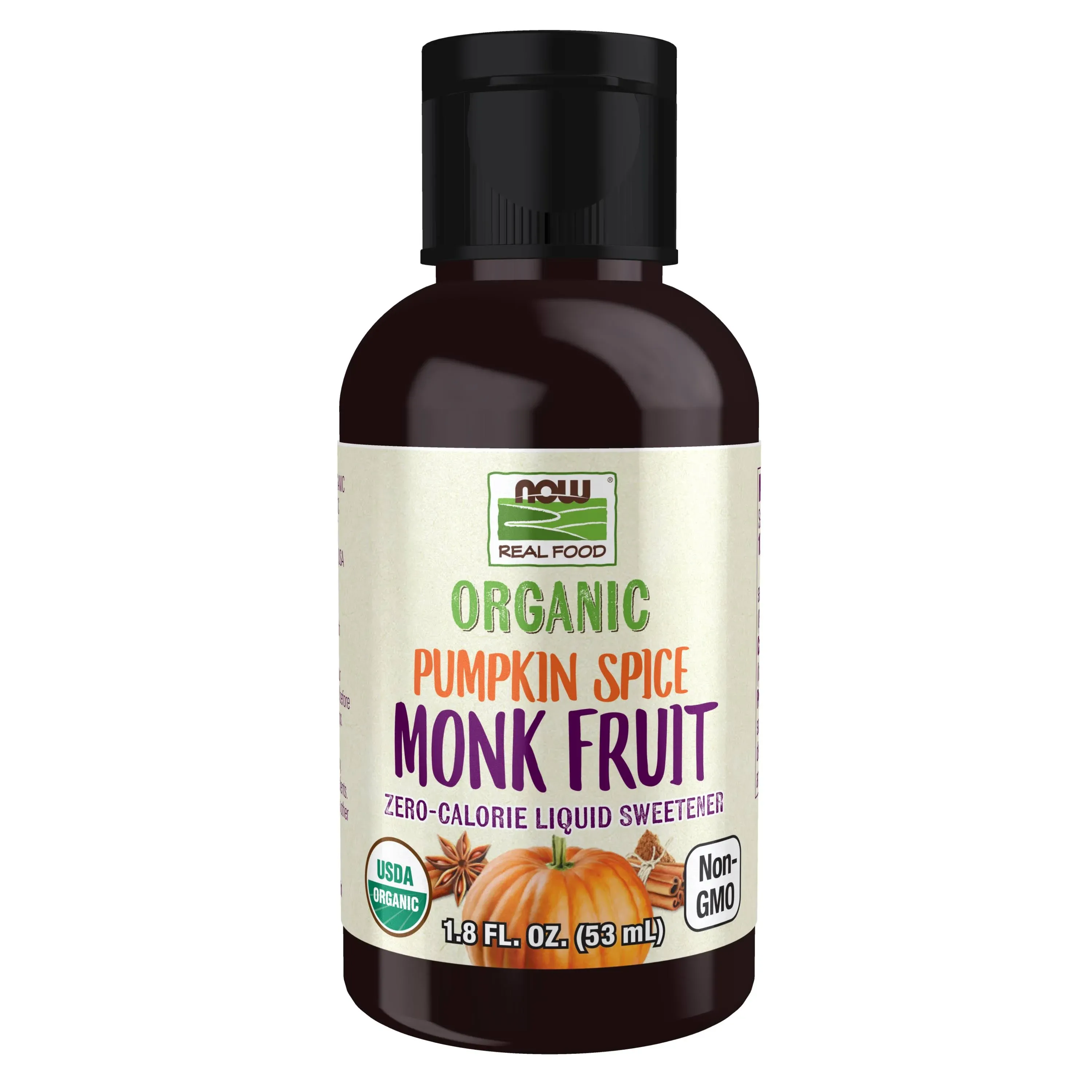 Foods, Organic Liquid Monk Fruit, Pumpkin Spice, Zero-Calorie Sweetener, 1.8-Oun