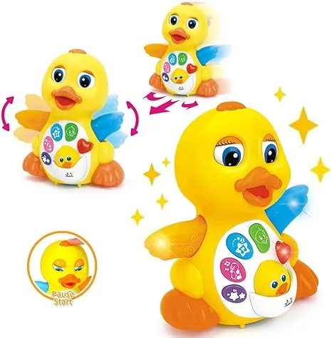 Musical Flapping Yellow Duck Interactive Action Educational Learning Walking Light Up Dancing Toy for 1 Year Old Baby Toddler Infant