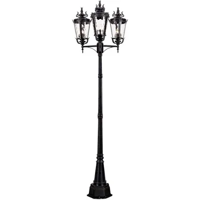 Casa Marseille™ 100"H Black Outdoor 3-Light Post Light