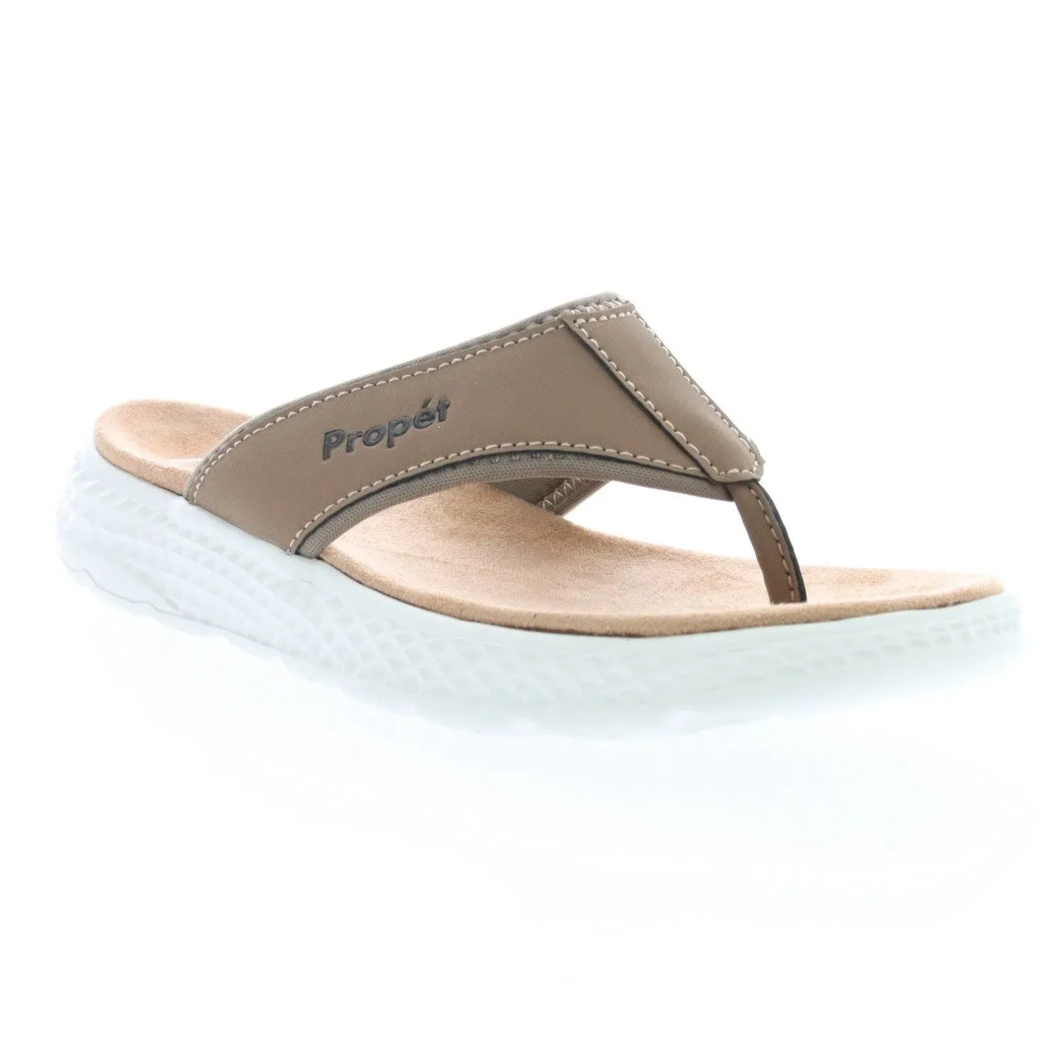 Shop Beige Womens Propet TravelActiv FT T- Strap Flip Flops