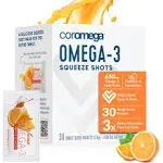 Coromega, Tropical Orange + D Omega 3 Squeeze, 30 Packets