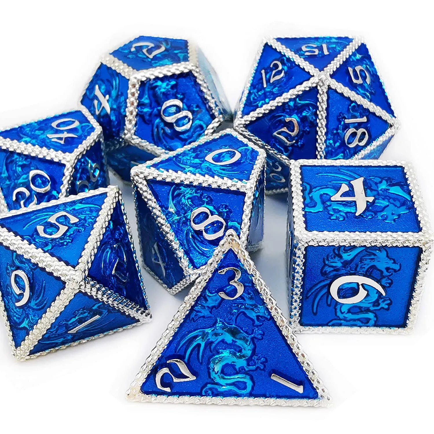 Haomeja Dnd Metal Dice Dragon Set 7 Role Playing Dice D&D Solid Dice Dungeons and Dragons