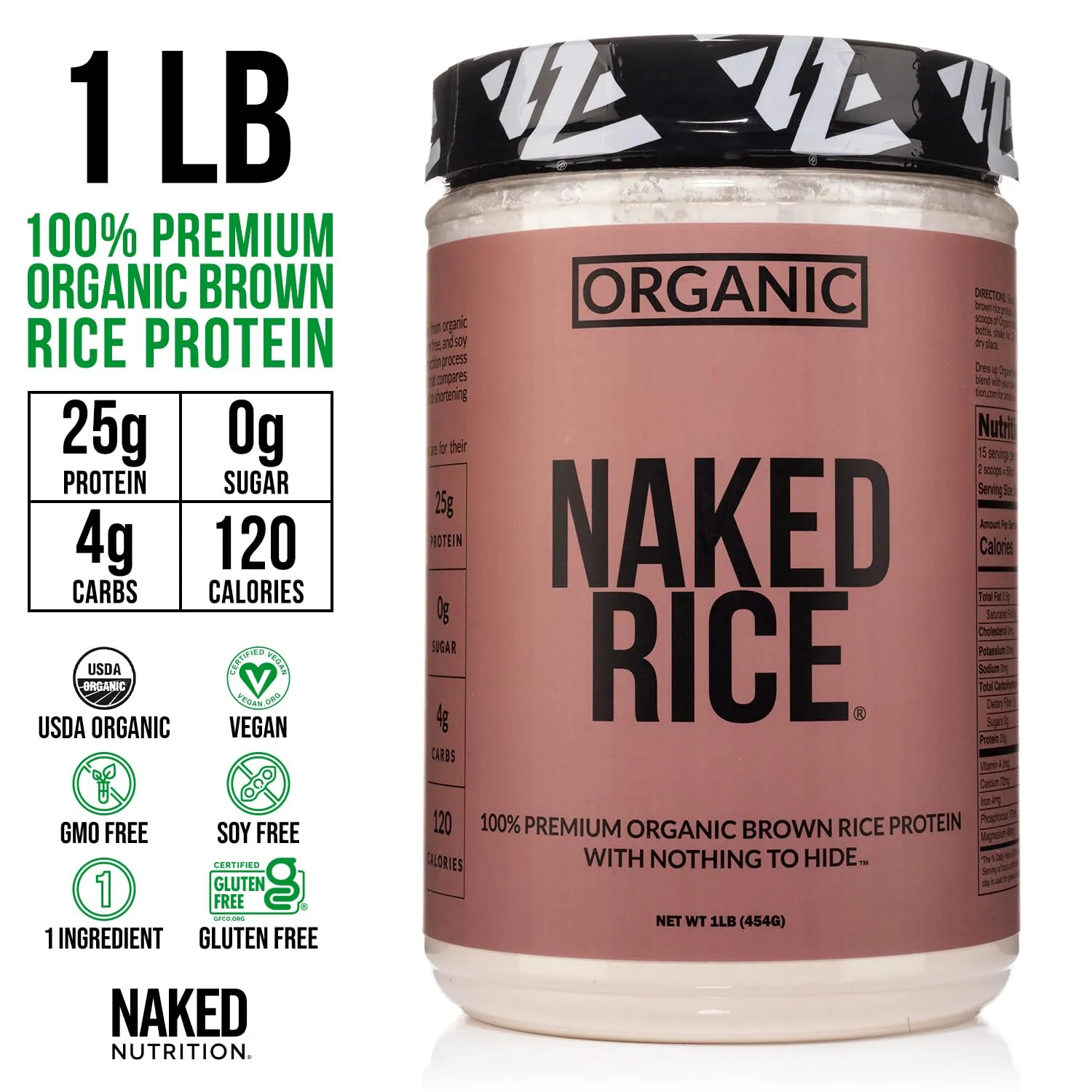 Organic Brown Rice Protein Powder 1lb | Naked Rice - 1lb