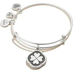 Alex and Ani Women's Four Leaf Clover Charm Bangle Bracelet