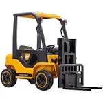 Hover-1 My First Forklift Electric Forklift with Ride-in Controls, Remote Control, Liftable Fork, Gears, Storage Trunk, and Pallet Yellow/Black Large