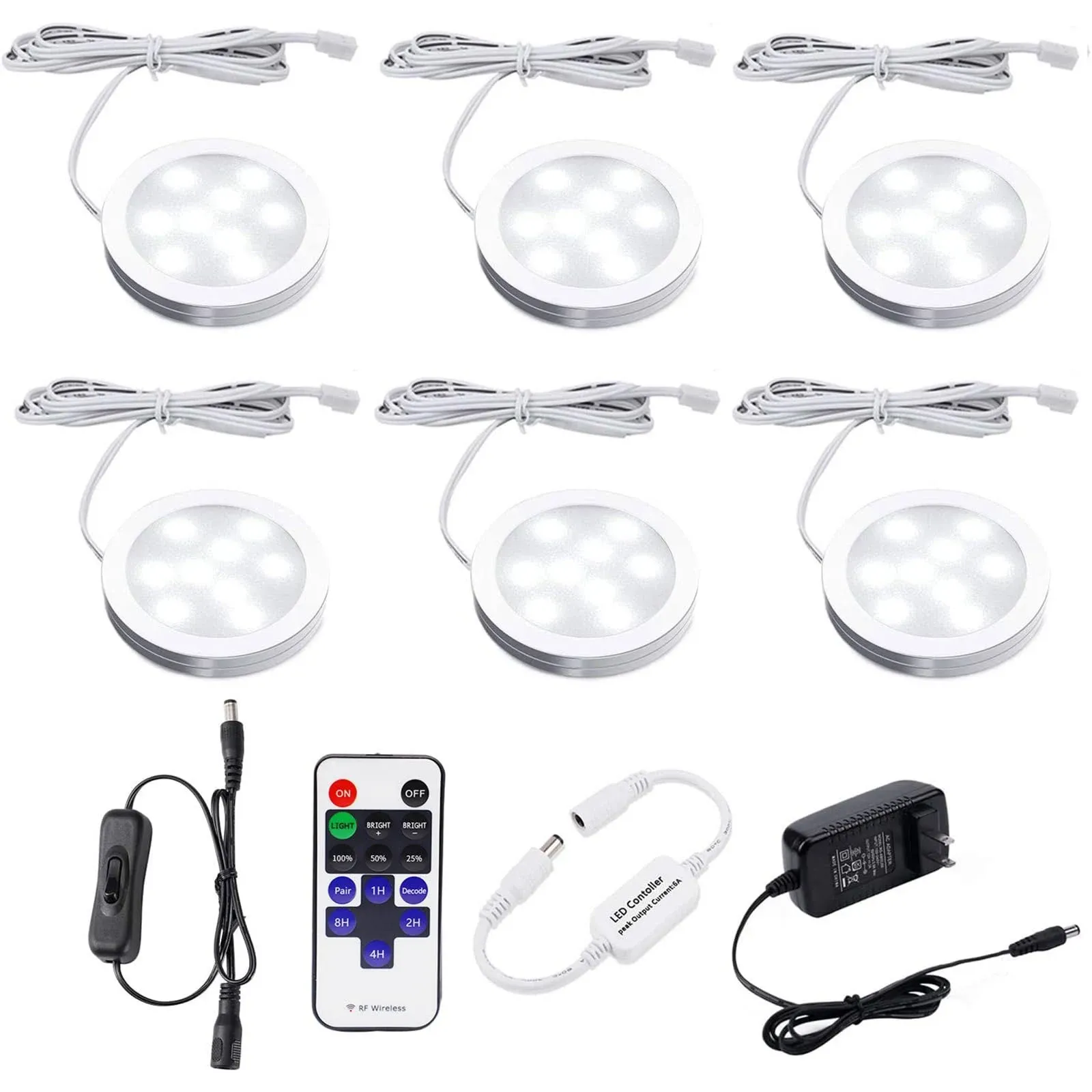 LED Under Cabinet Light Kitchen Under Counter Lights Remote Control 6 Lights Kit