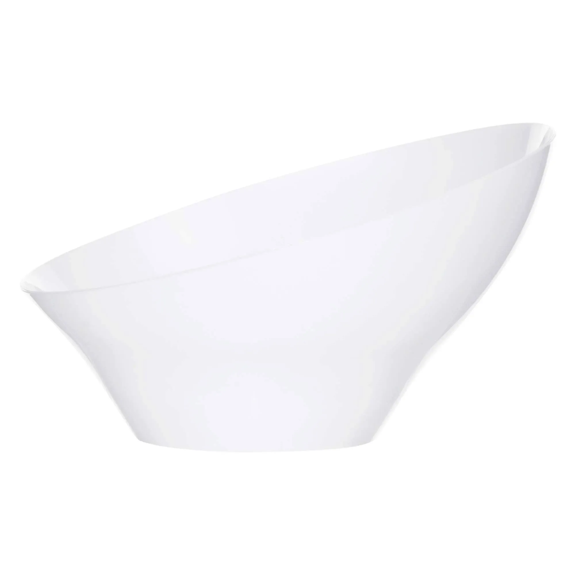 Plasticpro Disposable Angled Plastic Bowls Round Large Serving Bowl, Elegant for Party's, Snack, or Salad Bowl, White, Pack of 4