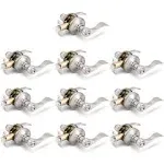 Gobrico 10 Sets Brushed Nickel Interior Door Handles Privacy Locks Levers Leversets, Silver Door Knobs Door Levers for Bed/Bath