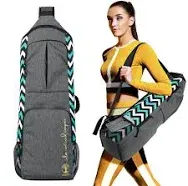 Warrior2 Yoga Mat Bag Carrier Fits 1/2&#034; Thick Mat, Gym With Holder, Black