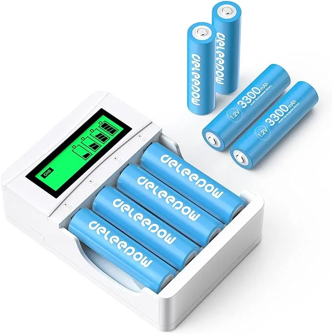 Deleepow Rechargeable Aa Batteries 3300mah Nimh Aa Rechargeable Batteries 24-pack 1.2v 1200 Cycles