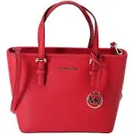 Michael Kors Jet Set Bright Red Leather XS Carryall Top Zip Tote Bag Purse • Wholesale Fashion Product