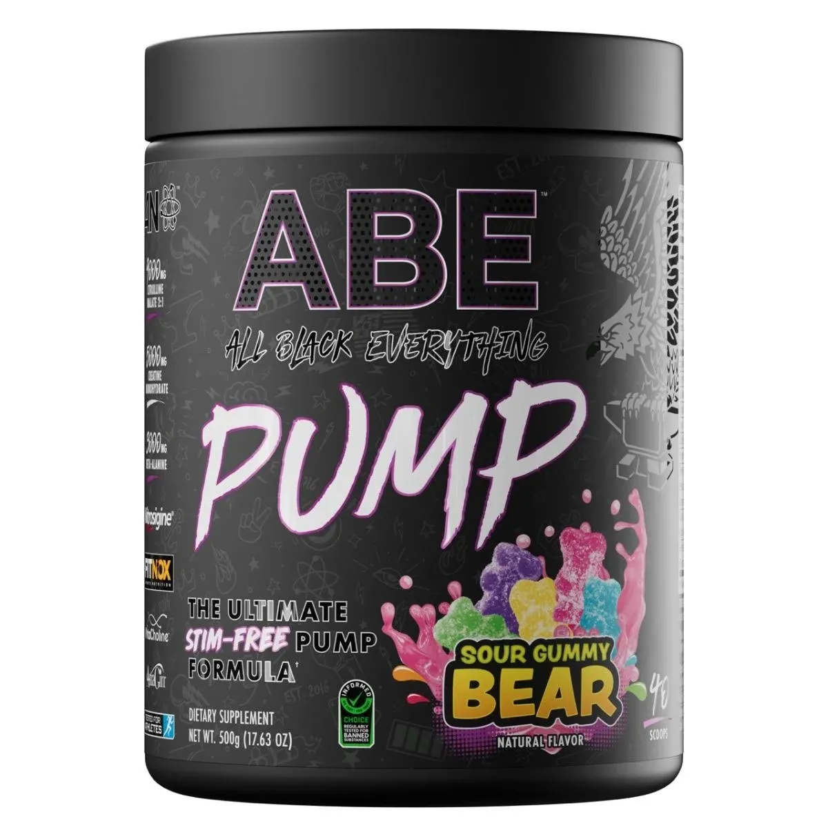 ABE PUMP ZERO STIM PRE-WORKOUT 500G Sour Gummy Bear