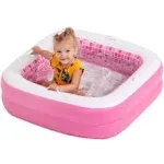 Baby Pool with Grip Handles, Padded Floor, DRAIN; Bathtub & Ball Pit for Toddlers, 34 inch Playful Pink