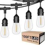 Outdoor String Lights LED 100FT Commercial Grade Heavy Duty with 30 Sockets 32 S